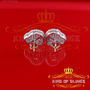 King of Blings- HIp Hop 925 White Sterling Silver 1.44ct Cubic Zirconia Heart Women's Earrings KING OF BLINGS