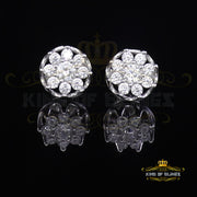 King of Blings- 925 White Silver Sterling 1.34ct Cubic Zirconia Hip Hop Floral Women's Earrings KING OF BLINGS