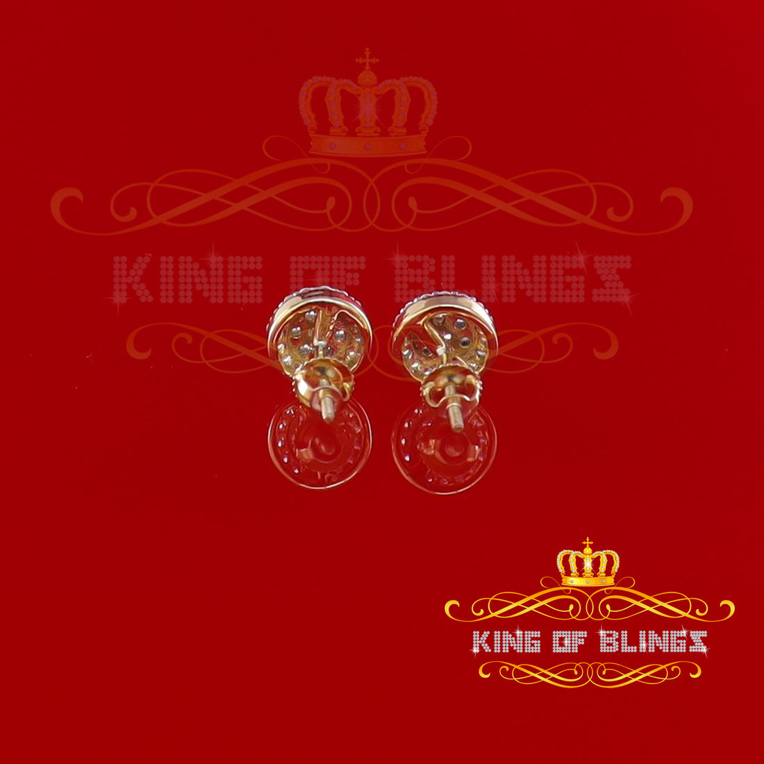 King of Bling's 925 Yellow Silver 0.90ct Cubic Zirconia Women's & Men's Hip Hop Flower Earrings KING OF BLINGS
