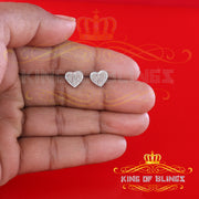 King Of Bling's Aretes Para Hombre Heart 925 White Silver 0.25ct Diamond Men & Women Earrings KING OF BLINGS