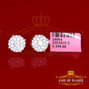 King of Bling's Aretes Para Hombre 925 Yellow Silver 2.3ct Cubic Zirconia Round Women's Earring KING OF BLINGS