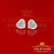 King Of Bling's Aretes Para Hombre Heart 925 White Silver 0.25ct Diamond Ladies Style Earrings KING OF BLINGS