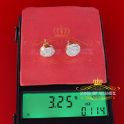 King of Bling's Aretes Para Hombre 925 Yellow Silver 0.96ct Cubic Zirconia Round Ladies Earrings KING OF BLINGS