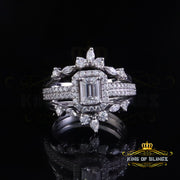 King of Bling's 2.0ct Moissanite 925 Silver White Emerald Cut Round Guard Wrap womens Rings SZ 7 King of Blings