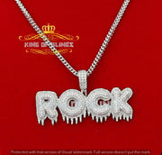 Create Your Own Custom Design in 925 Sterling Silver Dripping ROCK 2.75inch Pendant in Cubic Zirconia KING OF BLINGS