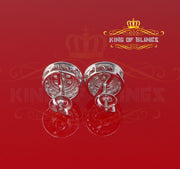 King of Blings- Aretes Para Hombre 925 White Silver 1.78ct Cubic Zirconia Round Women's Earrings KING OF BLINGS