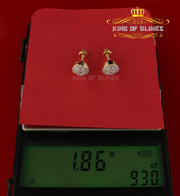 King of Bling's Aretes Para Hombre 925 Yellow Silver 0.88ct Cubic Zirconia Round Women's Earring KING OF BLINGS