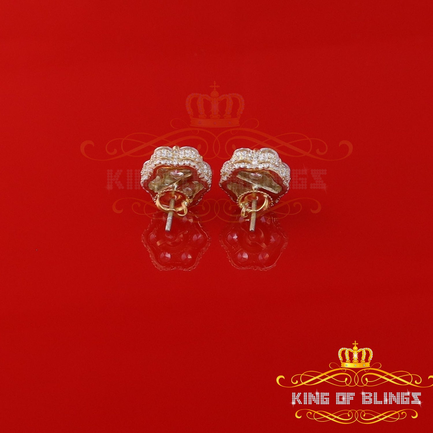 King of Bling's 8.72ct Cubic Zirconia 925 Silver Yellow For Men's & Women's Floral Style Earring KING OF BLINGS