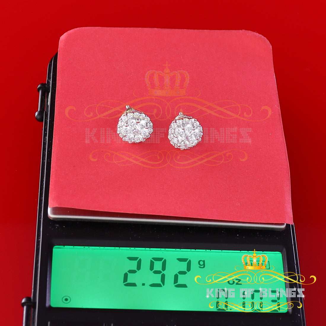 King of Blings- Aretes Para Hombre 925 White Silver 2.45ct Cubic Zirconia Round Women's Earring KING OF BLINGS