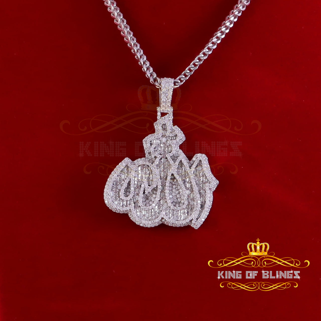 King Of Bling's 925 Silver Moissanite Allah White 4.00ct VVS 'D Religious Men/ Women Lar Pendant