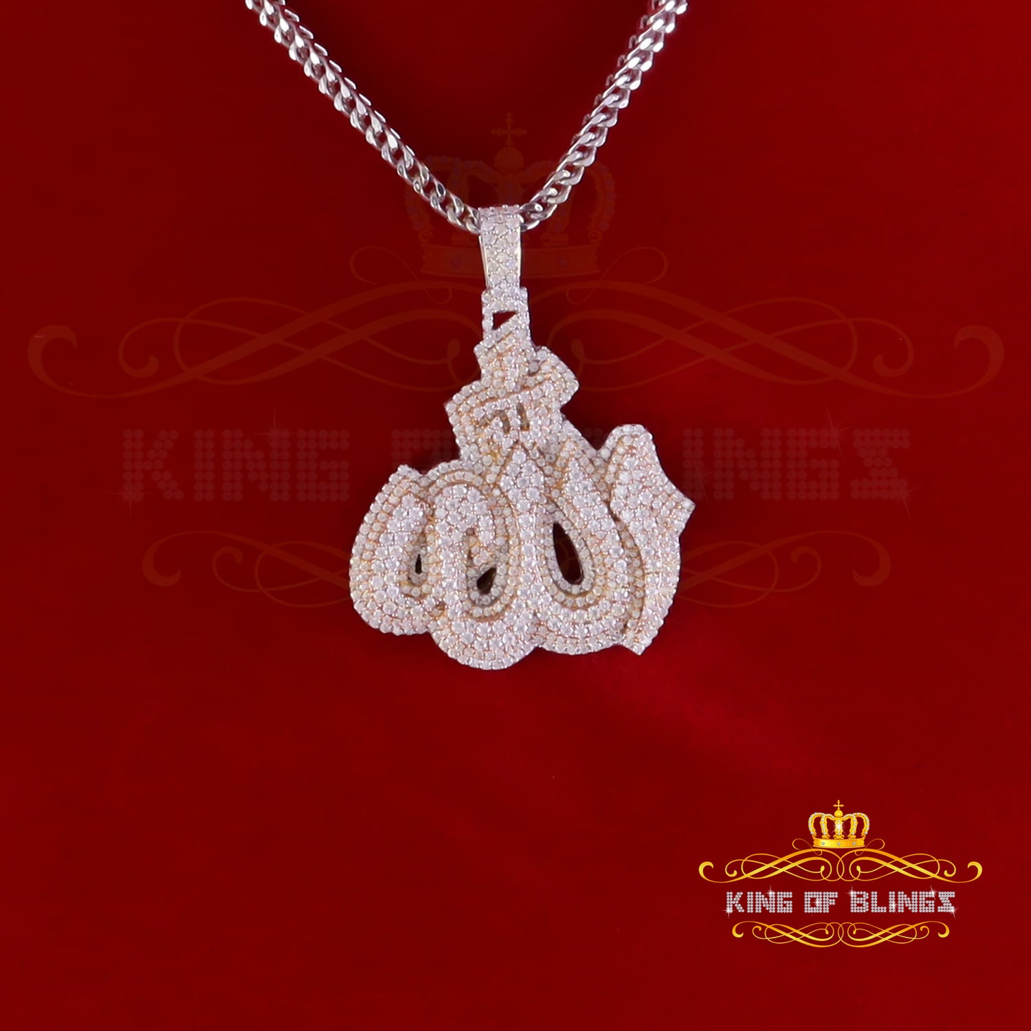 King Of Bling's 925 Silver Moissanite Allah White 4.00ct VVS 'D Religious Men & Women Pendant KING OF BLINGS
