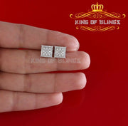 King of Bling's Aretes Para Hombre 925 Yellow Silver 0.96ct Cubic Zirconia Square Women Earring KING OF BLINGS