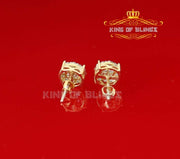King of Bling's Aretes Para Hombre 925 Yellow Silver 1.68ct Cubic Zirconia Round Women's Earring KING OF BLINGS