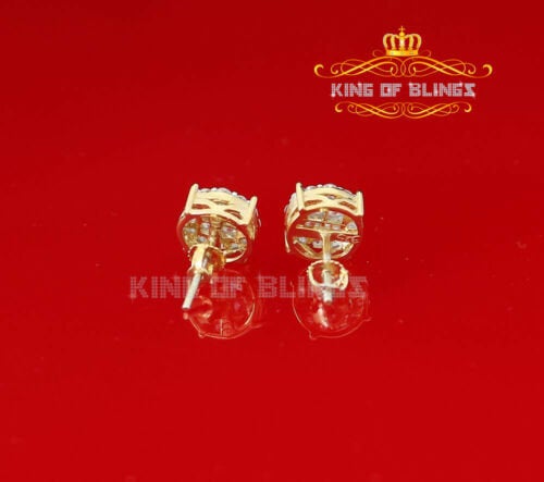 King of Bling's Aretes Para Hombre 925 Yellow Silver 1.68ct Cubic Zirconia Round Women's Earring KING OF BLINGS
