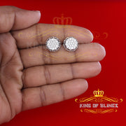 King of Blings- 925 White Silver 1.13ct Cubic Zirconia Women's & Men's Hip Hop Flower Earrings KING OF BLINGS