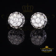 King of Blings- 1.14ct Cubic Zirconia 925 White Silver Women's & Men's Hip Hop Flower Earrings KING OF BLINGS