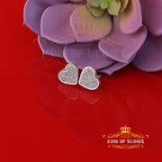 King Of Bling's Aretes Para Hombre Heart 925 White Silver 0.33ct Diamond Women's /Men's Earring KING OF BLINGS