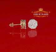 King of Bling's Aretes Para Hombre 925 Yellow Silver 2.0ct Cubic Zirconia Round Women's Earrings KING OF BLINGS