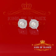 King of Blings- 925 White Sterling Silver 1.07ct Cubic Zirconia Women's Hip Hop Rounds Earrings KING OF BLINGS