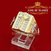 King Of Bling's Jesus Design Yellow Cubic Zirconia 0.45ct Men's Adjustable Ring From SZ 9 to 11 KING OF BLINGS