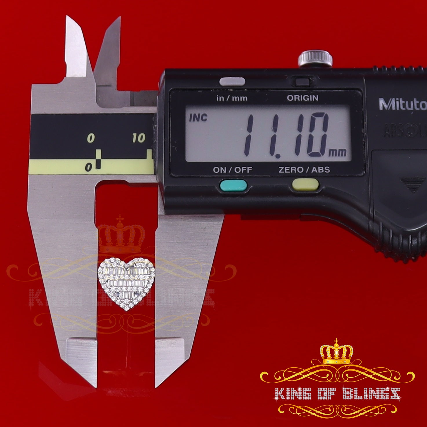 King of Bling's 925 Yellow Sterling Silver 1.48ct Cubic Zirconia Men's & Women's Heart Earrings KING OF BLINGS