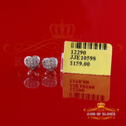 King Of Bling's Aretes Para Hombre Heart 925 White Silver 0.08ct Diamond Women's /Men's Earring KING OF BLINGS