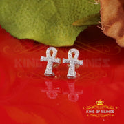 King of Blings-0.25ct Diamond 925 Sterling Silver Yellow for Men's & Women Stud ANKH Earrings King of Blings