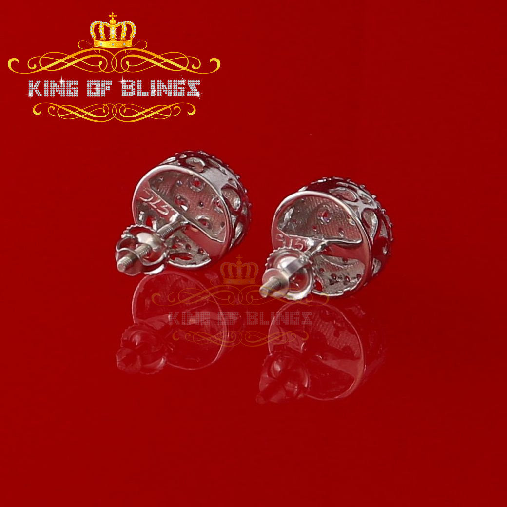 King of Blings- White 925 Sterling Silver 1.77ct Cubic Zirconia Hip Hop Round Earring For Ladies KING OF BLINGS