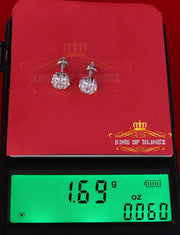 King of Blings- 925 White Silver Sterling 2.06ct Cubic Zirconia Hip Hop Floral Women's Earrings KING OF BLINGS