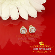 King of Bling's Aretes Para Hombre 925 Yellow Silver 0.5ct Cubic Zirconia Round Women's Earrings KING OF BLINGS