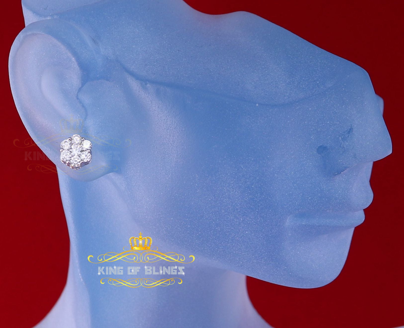 King of Blings- 925 White Silver Sterling 2.06ct Cubic Zirconia Hip Hop Floral Women's Earrings KING OF BLINGS