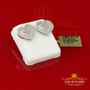 King Of Bling's Aretes Para Hombre 925 White Silver 0.33ct Diamond Women's Heart Style Earrings KING OF BLINGS