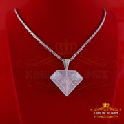 King Of Bling's Diamond Cut Shape White Pendant 0.33ct Genuine Diamond Stones Sterling Silver King Of Blings