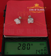 King of Blings- 1.18ct Cubic Zirconia 925 White Silver Women's & Men's Hip Hop Square Earrings KING OF BLINGS