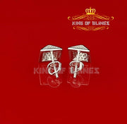 King of Blings- 925 White Sterling Silver Cubic Zirconia Women's & Men's Hip Hop Square Earring KING OF BLINGS
