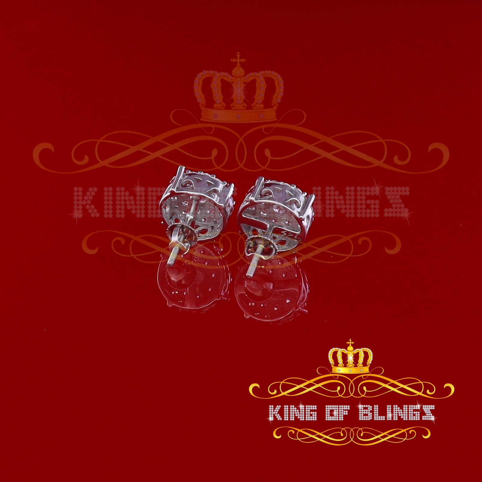 King of Bling's Aretes Para Hombre 925 Yellow Silver 1.20ct Cubic Zirconia Round Women's Earrings KING OF BLINGS