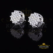 King of Blings- White 925 Sterling Silver 2.04ct Cubic Zirconia Women's & Men's Floral Earrings KING OF BLINGS
