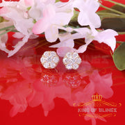 King  of Bling's Men's/Women's 925 Silver Yellow 2.00ct VVS 'D' Moissanite 7 Floral Stud Earrings KING OF BLINGS
