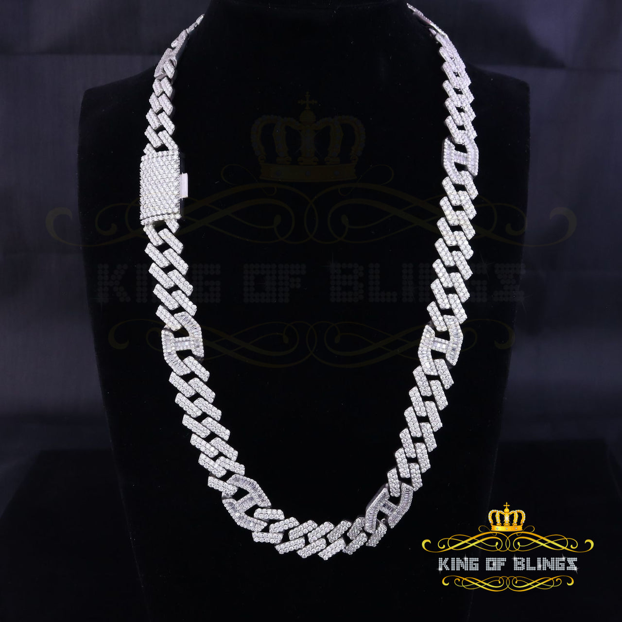 925 Silver 35ct Moissanite White Men's Cuban Necklace SZ 20inch & 14mm Width