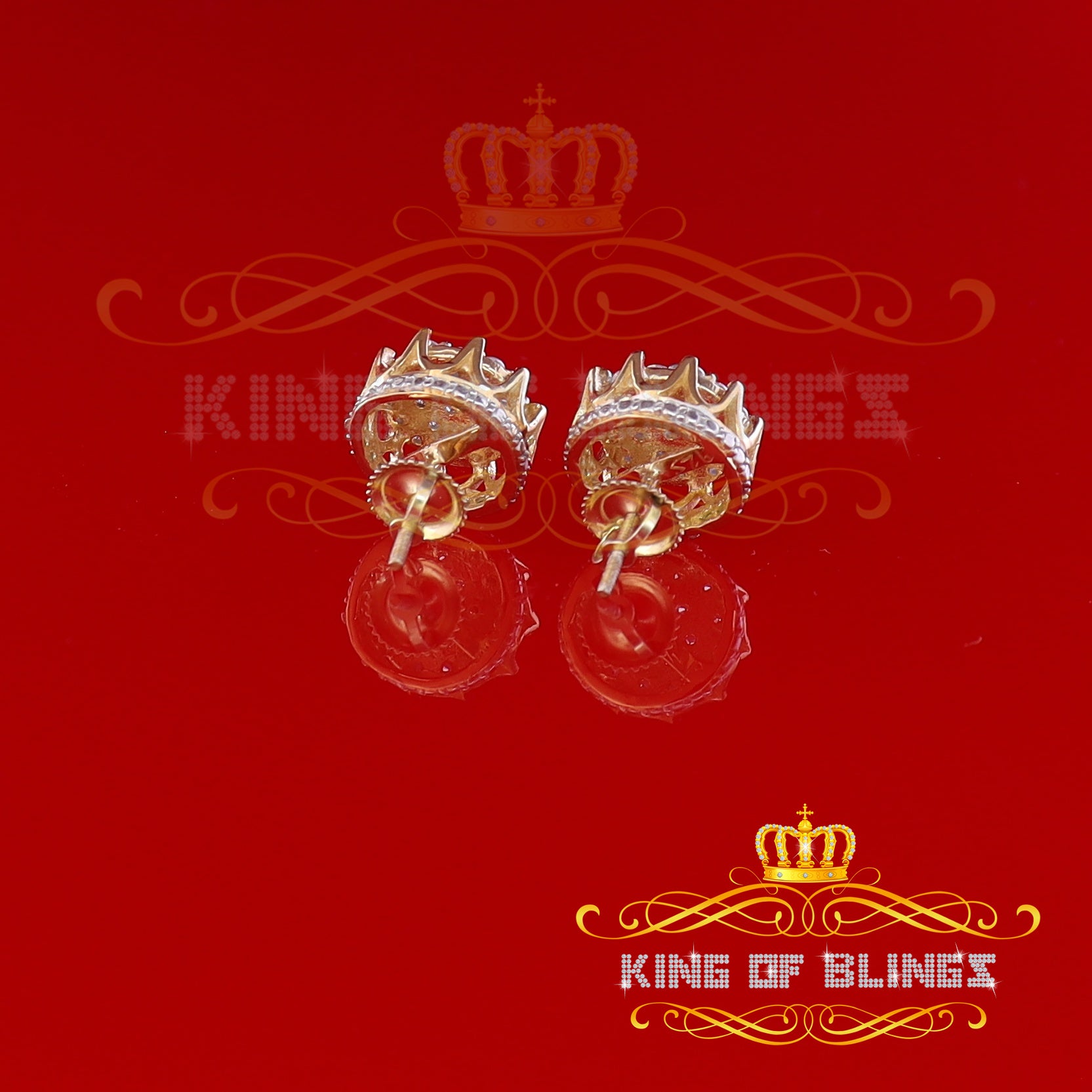 King of Bling's Hip Hop Yellow 925 Silver 2.04ct Cubic Zirconia Women's & Men's Floral Earrings KING OF BLINGS