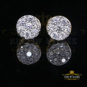 King of Bling's 3.02ct Cubic Zirconia 925 Yellow Silver Women's & Men's Hip Hop Round Earrings KING OF BLINGS