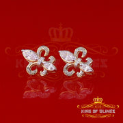 King of Bling's 925 Yellow Silver Ladies Fleur de Lis Screw Back 2.43ct Cubic Zirconia Earrings KING OF BLINGS