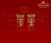 King of Bling's 925 Yellow 0.44ct Cubic Zirconia Silver Women's & Men's Hip Hop Square Earrings KING OF BLINGS