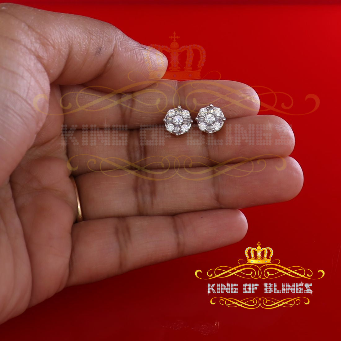 King of Bling's 925 Yellow 1.96ct Sterling Silver Cubic Zirconia Women's Hip Hop Round Earrings KING OF BLINGS
