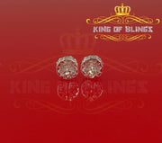 King of Blings White Silver 1.06ct Cubic Zirconia Round Floral Earrings Womens/Mens KING OF BLINGS
