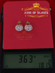 King of Bling's Aretes Para Hombre 925 Yellow Silver 1.49ct Cubic Zirconia Floral Women Earrings KING OF BLINGS
