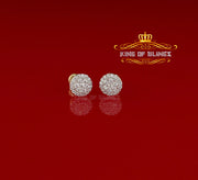 King of Bling's Aretes Para Hombre 925 Yellow Silver 0.88ct Cubic Zirconia Round Women's Earring KING OF BLINGS