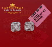 King of Blings- 1.18ct Cubic Zirconia 925 White Silver Women's & Men's Hip Hop Square Earrings KING OF BLINGS