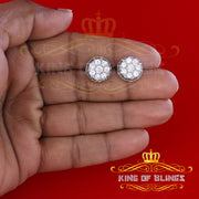 King of Blings- 3.28ct Cubic Zirconia 925 White Silver Women's & Men's Hip Hop Flower Earrings KING OF BLINGS