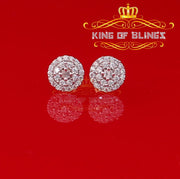 King of Bling's Aretes Para Hombre 925 Yellow Silver 1.86ct Cubic Zirconia Round Women's Earring KING OF BLINGS